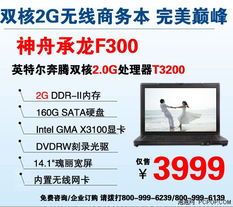 3999商務(wù)巔峰 雙核2g無(wú)線本神舟f300